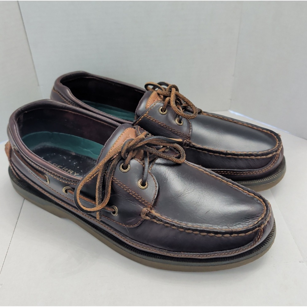 Sperry Top-Sider Mako 2 Eye Moc Amaretto Brown Boat Shoe US Size 10.5